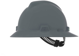 MSA Gray V-Gard® Polyethylene Full Brim Hard Hat With 4 Point Pinlock Suspension