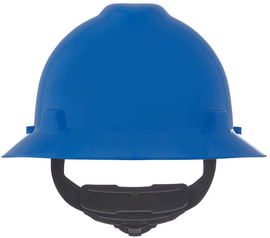 MSA Blue V-Gard® Polyethylene Full Brim Hard Hat With 4 Point Ratchet Suspension