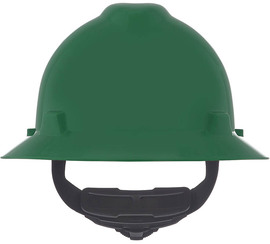 MSA Green V-Gard® Polyethylene Full Brim Hard Hat With 4 Point Ratchet Suspension
