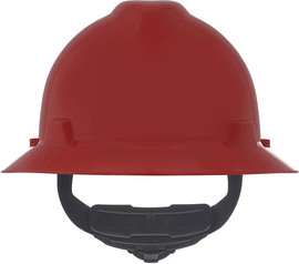 MSA Red V-Gard® Polyethylene Full Brim Hard Hat With 4 Point Ratchet Suspension